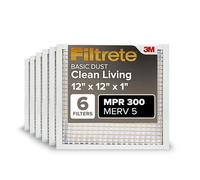 Filtrete Filtro de aire para horno de CA de 12 x 12 x 1 pulgadas, MERV 5, MPR 300, captura partículas no deseadas, filtro electrostático plisado de 3 meses de 1 pulgada, paquete de 6 unidades (tamaño