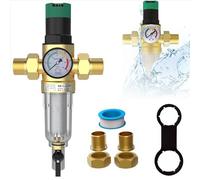 Filtro de Retrolavado con Reductor de Presión y Manómetro, 3/4" Pulgadas - Presión de Agua Ajustable y Reutilizable, Fácil Instalación, Para Sistema de Ósmosis, Solar, Calentadores y Grifos