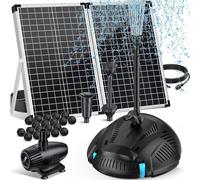 Filtro para estanque con fuente de 55 W alimentada por energía solar, filtro para estanque con bomba de 2000 l/h y juego de fuentes, 2 metros de manguera de PVC, ideal para estanques de peces koi, cas