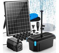 Filtro para estanque de 20 W con energía solar, que incluye una bomba para fuente. Kit completo de filtración para estanque y fuente, ideal para pequeños estanques de jardín, acuarios y fuentes orname