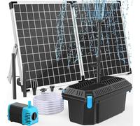 Filtro para estanque de 40 W con energía solar, que incluye una bomba para fuente. Kit completo de filtración para estanque y fuente, ideal para pequeños estanques de jardín, acuarios y fuentes orname