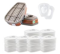 Filtros Para Respirador Anti Polvo 6001-60 Cartuchos de Filtro, 2 Filtro de Algodón Particulado y 2 Tapas - Compatible con 6100/6200/7501/7502/6502/6800 3M Filters - Protección Respiratoria
