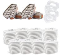 Filtros Para Respirador Anti Polvo 6001-80 Cartuchos de Filtro, 4 Filtro de Algodón Particulado y 4 Tapas - Compatible con 6100/6200/7501/7502/6502/6800 3M Filters - Protección Respiratoria