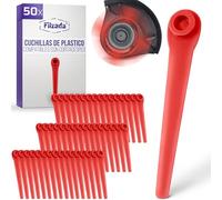 Filzada® 50x Cuchillas de Recambio Set compatibles con Desbrozadora Gardena | Cuchillas Desbrozadora Batería - Hojas Cortabordes de Plástico Reforzado - compatibles con Recortadoras Gardena, Jardín