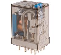 Finder serie 55 - Rele industrial 230vac 4 contactos 5a pulsador +indicador