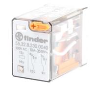 Finder Relé industrial Serie 55 – 230 VAC con pulsador e indicador – 2 contactos 10 A