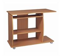 FineBuy Escritorio con Bandeja Extraible y Ruedas 90x50x71 cm Haya | Mesa de despacho Escritorio Moderno para PC | Mesa de Oficina