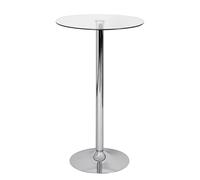 FineBuy Mesa Alta 60x60x105 cm Redonda Mesa de Bar Cristal de Seguridad Mesa bistró Plata, Mesa Moderna para Bar, Mesa de Fiesta de diseño Metal, Mesa Alta de Feria Cromo