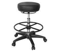 FineBuy Taburete de Trabajo con Ruedas de Cuero sintético Negro | Taburete Diseño sin Respaldo | Taburete tapizado Redondo Ajustable en Altura
