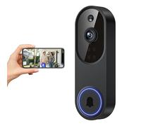 FineLuck Timbre de video WiFi 1080P inalámbrico, detección humana IA, conversación bidireccional, Wi-Fi 2.4G, funciona con pilas, almacenamiento en la nube, vigilancia interior y exterior (sin