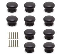 FINELYCR 10 Piezas Tiradores Cajones, Marrón Oscuro Pomos Armario, Diámetro 33 mm, Pomos y Tiradores con Forma de Champiñón, Adecuado para Armarios, Zapateros, Cajones y Muebles de Madera