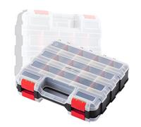 FINELYCR Caja Organizadora Tornillos Doble Cara, 34 Compartimentos Organizador de Tornillos, Portátil Organizador Tornillería, Rojo Caja Clasificadora de Herramientas, para Taller, Hogar, Garaje