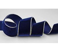 finemark 3 m x 36 mm cinta de terciopelo 419G azul oscuro terciopelo dorado con borde dorado cinta de regalo de terciopelo elegante envoltorio de regalo decoración Navidad cinta de costura
