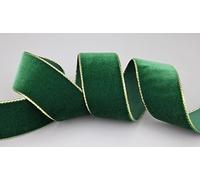 finemark 3 m x 36 mm cinta de terciopelo 621G verde oscuro oro terciopelo con borde dorado cinta de regalo de terciopelo elegante envoltura de regalo decoración Navidad cinta de costura
