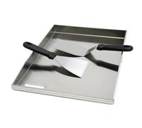 FINEUNAN Plancha de acero inoxidable para barbacoa | 41,5 x 30 x 3,5 cm | Universal para barbacoa de gas Weber y carbón vegetal, 4 mm de grosor