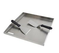 FINEUNAN Plancha de acero inoxidable para barbacoa | 41,5 x 40 x 3,5 cm | Universal para barbacoa de gas Weber y carbón vegetal, 4 mm de grosor