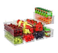 Finew Juego de 8 cajas plásticas organizadoras de pequeña nevera - Práctico organizador de despensa - pequeño Organizador de congelador frigorífico - transparente para el frigorífico - sin BPA