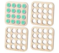 FINGERINSPIRE 4 tapas de botellas de madera con 16 compartimentos, 11 x 11 cm, cuadradas, posavasos en color blanco navajo, para la colección de tapas de coronas, decoración del hogar y pantalla de