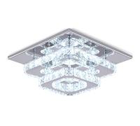 通用 Finktonglan Plafón LED de Cristal K9 25×25 cm, Lámpara de Techo Moderna Semiempotrada Cuadrada Blanco Frío 4500K-6000K para Dormitorio, Salón, Comedor y Pasillo