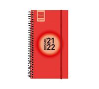 Finocam Agenda 2021 2022 Semana vista apaisada Septiembre 2021, Agosto 2022 12 meses E9, 94x171 mini Espir Label Rojo Español