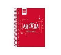 Finocam Agenda 2022 2023 Cool 1 Día Página Septiembre 2022, Junio 2023 (curso lectivo), Julio y Agosto resumidos, Color Rojo, Pequeño, Número 8, 120 x 162 mm