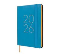 Finocam - Agenda 2026 Semana Vista Horizontal | Enero - Diciembre (12 meses) | Agenda Anual 2026 con goma elástica y cinta punto | Tapa Blanda Flexi Lisa - Azul - Español