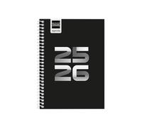 Finocam - Agenda Cool Curso 2025 2026 Semana Vista Horizontal Septiembre 2025 - Junio 2026 (curso lectivo) + Julio y Agosto resumidos Negro Español