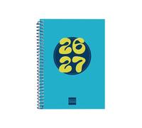 Finocam cool agenda escolar 26/27 - semana vista horizontal - formato 8Âº - 120x164mm - tapas de carton forrado - papel de 80g/m2 - espiral metalica - esquinas microperforadas - color azul