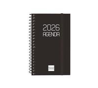 Finocam - Agenda Espiral 2026 Semana Vista Horizontal | Enero - Diciembre (12 meses) | Agenda Anual 2026 con goma | Tapa de polipropileno Espiral Opaque - Negro - Español