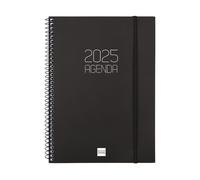 Finocam - Agenda Espiral Opaque 2025 Semana Vista Vertical Enero 2025 - Diciembre 2025 (12 meses) Negro Español