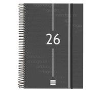 Finocam - Agenda Espiral Year 2026 Negro Enero 2026 - Diciembre 2026 (12 meses) Catalán 1 day page E40 - 210x297mm