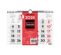 Finocam - Calendario 2024 Neutro de Pared Números Grandes Enero 2024 - Diciembre 2024 (12 meses) Español