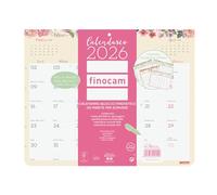 Finocam - Calendario con imán 2026 diseño mensual enero - diciembre 2026 12 meses | Calendario 2026 para anotaciones | Planificador mensual Design Bloc - Italiano, Magnético Frigorífico, 250x200 mm