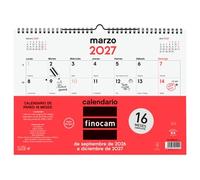 Finocam Calendario de Pared 16 Meses L-340x240 mm para Escribir Neutro 2026-2027
