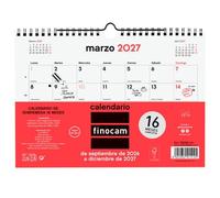 Finocam Calendario de Pared 16 Meses S-210x150 mm Neutro 2026-2027 con Espacio para Escribir