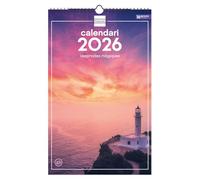 Finocam - Calendario de pared 2026 25x40 cm Mes Vista Enero - Diciembre 2026 + Sep.- Dic. 2025 (4 meses) reducidos | Calendario 2026 | Imágenes Atardeceres mágicos - Catalán
