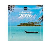 Finocam - Calendario de pared 2026 30x30 cm Mes Vista Enero - Diciembre 2026 + Sep.- Dic. 2025 (4 meses) reducidos | Calendario 2026 | Imágenes Paisajes paradisíacos - Español