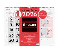 Finocam - Calendario de pared 2026 Mixto XL Mes Vista Enero - Diciembre (12 meses) | Calendario 2026 para anotar | Planificador mensual Neutro - Español