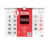 Finocam - Calendario de Pared Números Grandes 2026 Mes Vista Enero - Diciembre (12 meses) | Calendario 2026 | Planificador mensual Neutro - Español