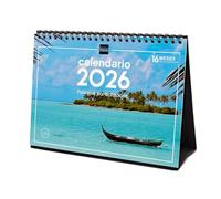 Finocam - Calendario de sobremesa 2026 Mes Vista Enero - Diciembre 2026 + Sep.- Dic. 2025 (4 meses) reducidos | Calendario 2026 | Imágenes Paisajes paradisíacos - Español