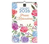 Finocam - Calendario Imágenes de Pared Espiral para Escribir 2026 Frases motivadoras Enero 2026 - Diciembre 2026 (12 meses) + Sep.-Dic. 2025 (4 meses) reducidos Catalán My vista 25x40 - 250x400 mm