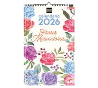Finocam - Calendario Imágenes de Pared Espiral para Escribir 2026 Frases motivadoras Enero 2026 - Diciembre 2026 (12 meses) + Sep.-Dic. 2025 (4 meses) reducidos Español My vista 25x40 - 250x400 mm