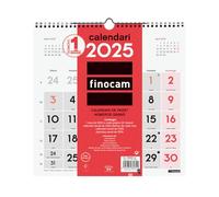 Finocam - Calendario Neutro de Pared Números Grandes 2025 Mes Vista Enero 2025 - Diciembre 2025 (12 meses) Catalán