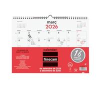 Finocam - Calendario Neutro Pared 16 Meses 2025 2026 Mes Vista Septiembre 2025 - Diciembre 2026 (16 meses) Neutro Catalán