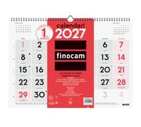 Finocam Calendario Pared Números Grandes 2027 | Neutro · Idioma: Catalán