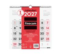 Finocam Calendario Pared Números Grandes 2027 | Neutro · Idioma: Catalán