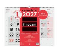 Finocam Calendario Pared Números Grandes 2027 | Neutro · Idioma: Español