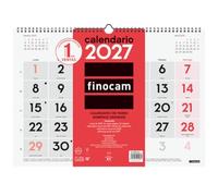 Finocam Calendario Pared Números Grandes 2027 | Neutro · Idioma: Español