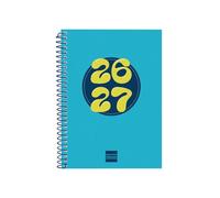 Finocam cool agenda escolar 26/27 - semana vista horizontal - formato 8Âº - 120x164mm - tapas de carton forrado - papel de 80g/m2 - espiral metalica - esquinas microperforadas - color azul