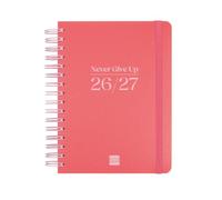 Finocam cosmo flex agenda escolar 26/27 - 1 dia por pagina - formato 4Âº - 155x212mm - tapas de polipropileno - papel de 80g/m2 - espiral metalica - esquinas microperforadas - color rojo